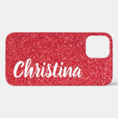 Girly Red Glitzer Name Personalisiert Case-Mate iPhone Hülle (Rückseite (Horizontal))