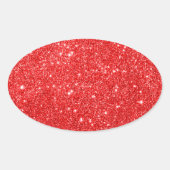 Girly Red Glitzer Ovaler Aufkleber (Vorderseite)