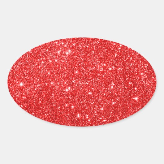 Girly Red Glitzer Ovaler Aufkleber (Vorderseite)