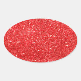 Girly Red Glitzer Ovaler Aufkleber