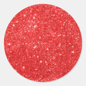 Girly Red Glitzer Runder Aufkleber (Vorderseite)