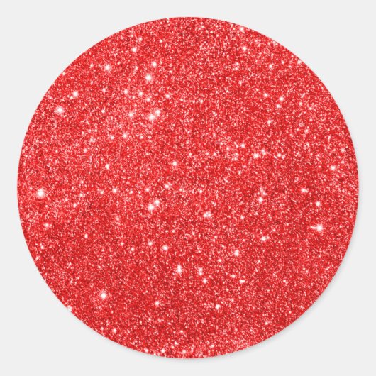 Girly Red Glitzer Runder Aufkleber (Vorderseite)