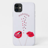 Girly Red Lips Herz Personalisiert LGBT Case-Mate iPhone Hülle (Rückseite)