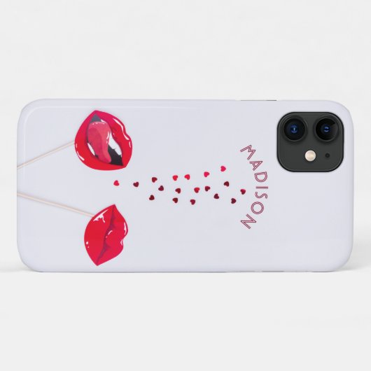 Girly Red Lips Herz Personalisiert LGBT Case-Mate iPhone Hülle (Rückseite (Horizontal))