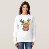 Girly Red Nosed Reindeer Rudolph Christmas Sweatshirt (Vorne ganz)