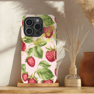 Girly Red, Pastel Pink und Gold Himbeere Früchte Case-Mate iPhone Hülle