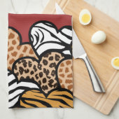 Girly Red Playful Animal Print Herds Name Küchentuch (Viertel Falte)