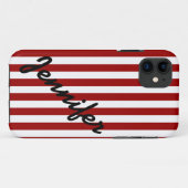 Girly, Red Stripes mit Name iPhone 5 Fall Case-Mate iPhone Hülle (Rückseite (Horizontal))