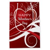 Girly Red & White Abstrakt Heath and Floral Wirbel Mittlere Geschenktüte (Vorderseite)