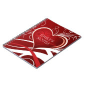 Girly Red & White Abstrakt Heath and Floral Wirbel Notizblock (Linke Seite)