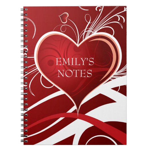 Girly Red & White Abstrakt Heath and Floral Wirbel Notizblock (Vorderseite)