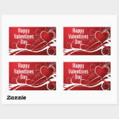 Girly Red & White Abstrakt Heath and Floral Wirbel Rechteckiger Aufkleber (Blatt)