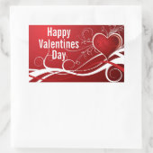 Girly Red & White Abstrakt Heath and Floral Wirbel Rechteckiger Aufkleber (Tasche)