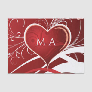 Girly Red & White Abstrakt Heath and Floral Wirbel Seidenpapier