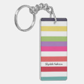 Girly Regenbogen-breite horizontale Streifen mit Schlüsselanhänger (Vorderseite links)