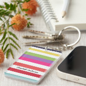 Girly Regenbogen-breite horizontale Streifen mit Schlüsselanhänger (Vorderseite rechts)