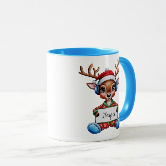 Girly Reindeer Christmas Tasse (VorderseiteRechts)