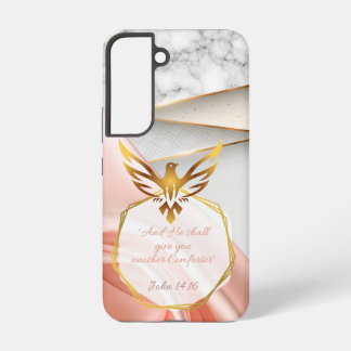 Girly Religious Pink Satin Marble Gold Dove Samsung Galaxy Hülle