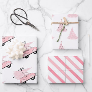 Girly Retro Chic Pink Geschenkpapier Set