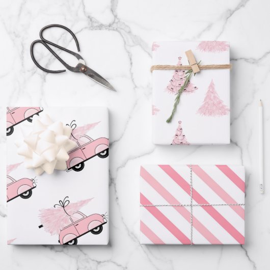 Girly Retro Chic Pink Geschenkpapier Set (Vorderseite)