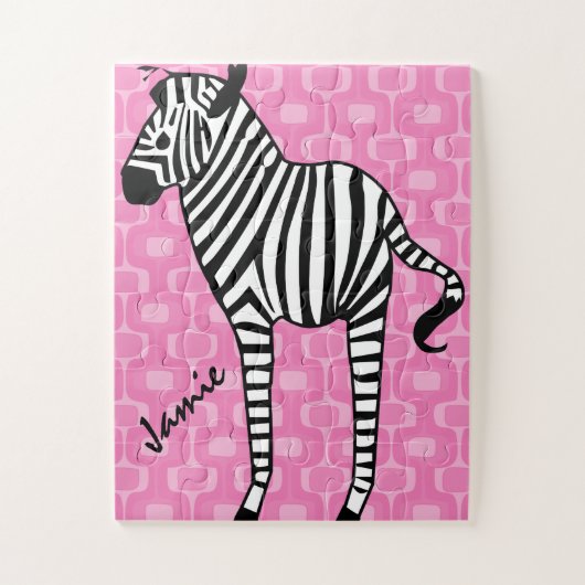 Girly Retro Mod Zebra Liebhaber Geschenke Puzzle (Vertikal)
