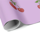 Girly Retro Pastel Purple Red Cherry Fruit Pattern Geschenkpapier (Rolleneckpunkt)