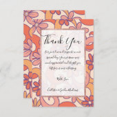 Girly Retro Pink Orange Groovy Blume Dankeskarte (Vorne/Hinten)