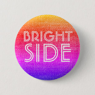 Girly Retro Rainbow Bright Side Happy Button