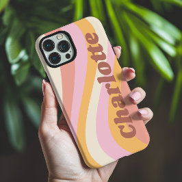 Girly Retro Vintag Wave Personalisierter Name iPhone 16 Pro Max Hülle