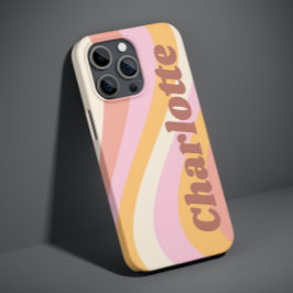 Girly Retro Vintag Wave Personalisierter Name Case-Mate iPhone 14 Hülle