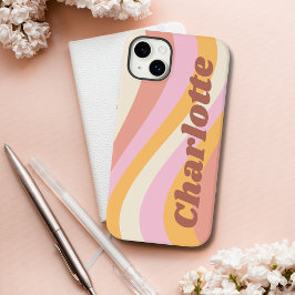Girly Retro Vintag Wave Personalisierter Name Case-Mate iPhone 14 Plus Hülle