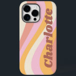 Girly Retro Vintag Wave Personalisierter Name Case-Mate iPhone 14 Pro Max Hülle<br><div class="desc">Girly Retro Vintag Wave Personalisiert Name iPhone Smartphone Cases bietet eine Retrowelle in Rosa, Orange und Weiß mit Ihrem personalisierten Namen in eleganten modernen Drehbuch-Akzent. Personalisieren Sie diese, indem Sie den Text in dem dafür vorgesehenen Textfeld bearbeiten. Perfekt zum Geburtstag, Weihnachten, Muttertag, Babyduschen, Brautpartys, Mama, Schwester, Cousins, beste Freunde und...</div>