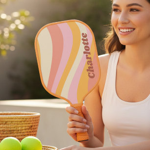 Girly Retro Vintag Wave Personalisierter Name Pickleball Schläger