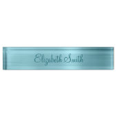 Girly Robin Egg Blue Faux Metallic Foil Namensplakette (Vorderseite)