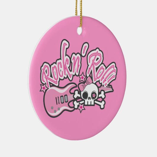 Girly Rock n' Roll Skull Keramikornament (Rechts)