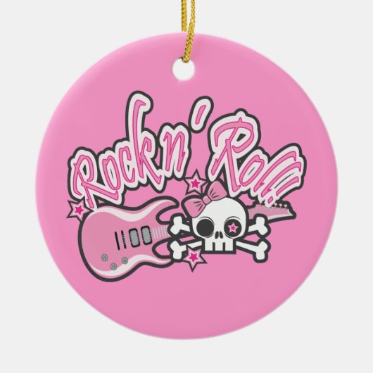 Girly Rock n' Roll Skull Keramikornament (Vorne)