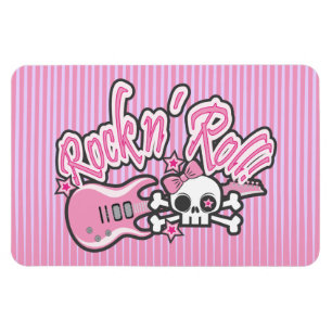 Girly Rock n' Roll Skull Magnet
