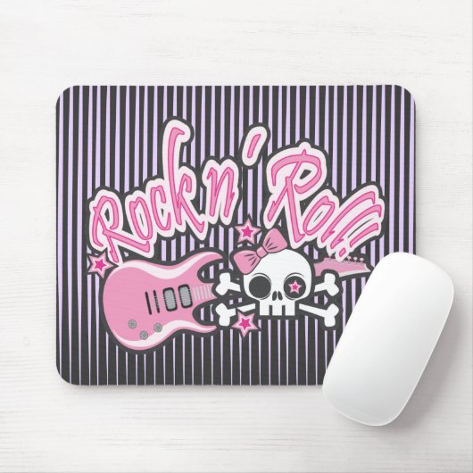 Girly Rock n' Roll Skull Mousepad (Mit Mouse)