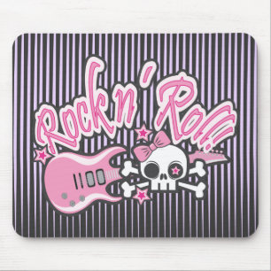Girly Rock n' Roll Skull Mousepad