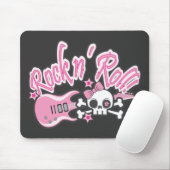 Girly Rock n' Roll Skull Mousepad (Mit Mouse)