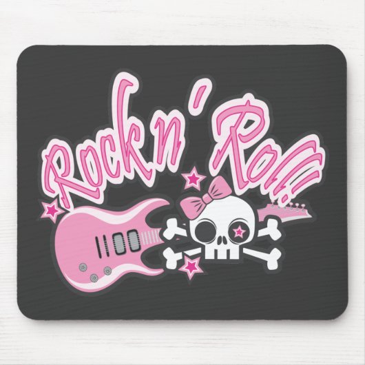 Girly Rock n' Roll Skull Mousepad (Vorne)