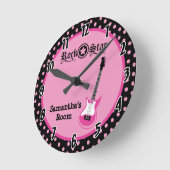 Girly Rock Star Pink Guitar Personalized Clock Runde Wanduhr (Winkel)