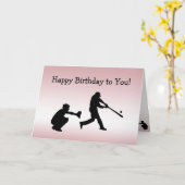 Girly rosa Baseballspiel-Ball trägt Karte (Gelbe Blume)