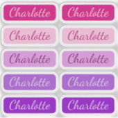 Girly rosa bis Lila elegante Signature Name Labels (Vorderseite)