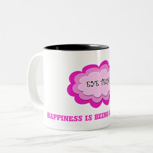 Girly rosa Blumen-Augetech-Tasse Zweifarbige Tasse (Vorderseite Links)