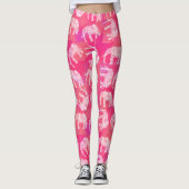 girly rosa buntes Stammes- Blumenelefantmuster Leggings (Vorderseite)