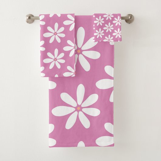 Girly rosa daisy modern badhandtuch set (Insitu)