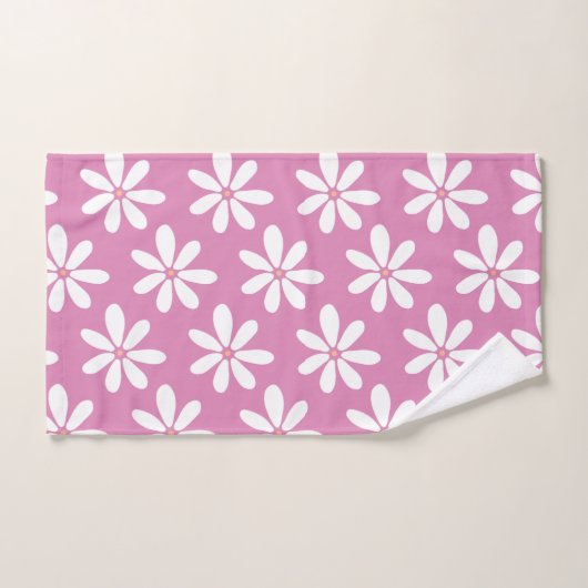 Girly rosa daisy modern badhandtuch set (Handtuch)