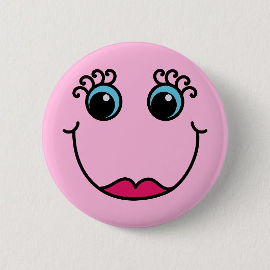 Girly rosa Dame Emoji stellen gegenüber Button (Vorderseite)