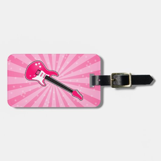 Girly rosa E-Gitarre Gepäckanhänger (Vorderseite horizontal)